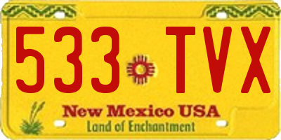 NM license plate 533TVX