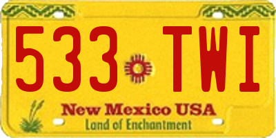 NM license plate 533TWI