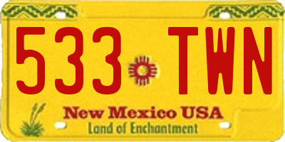 NM license plate 533TWN
