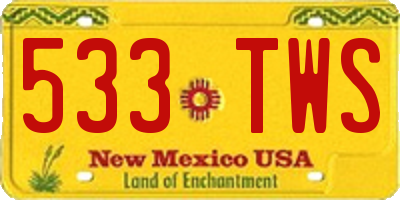NM license plate 533TWS