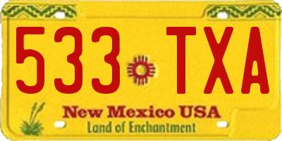 NM license plate 533TXA