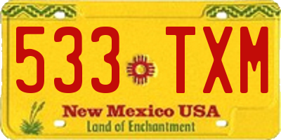 NM license plate 533TXM