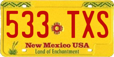 NM license plate 533TXS