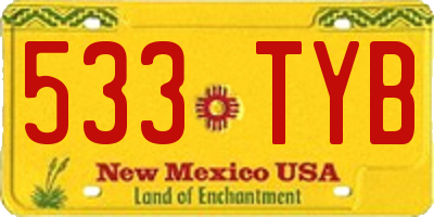 NM license plate 533TYB