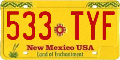 NM license plate 533TYF