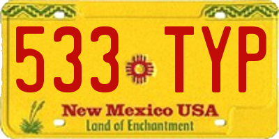 NM license plate 533TYP