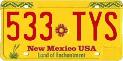 NM license plate 533TYS