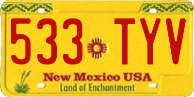 NM license plate 533TYV