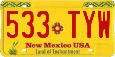 NM license plate 533TYW