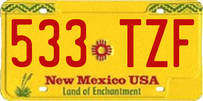 NM license plate 533TZF