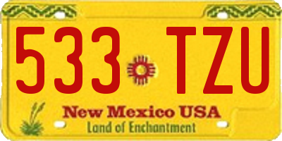 NM license plate 533TZU