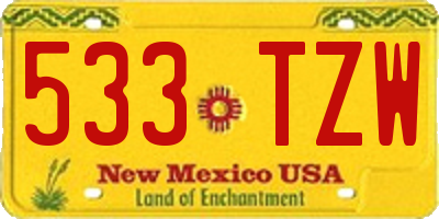 NM license plate 533TZW