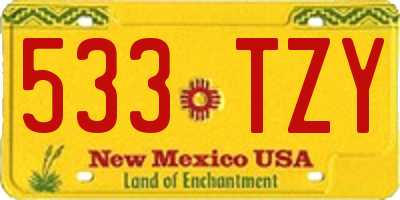 NM license plate 533TZY