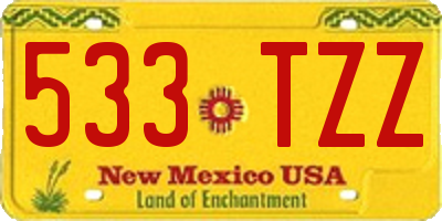 NM license plate 533TZZ