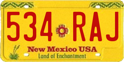 NM license plate 534RAJ