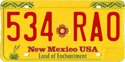 NM license plate 534RAO