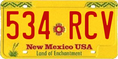 NM license plate 534RCV