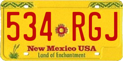 NM license plate 534RGJ