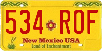 NM license plate 534ROF
