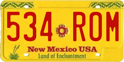 NM license plate 534ROM