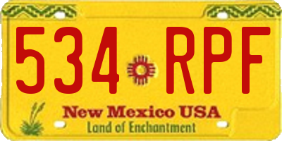 NM license plate 534RPF