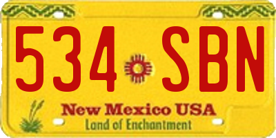 NM license plate 534SBN