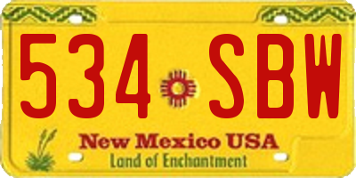 NM license plate 534SBW