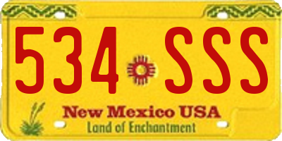 NM license plate 534SSS
