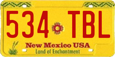 NM license plate 534TBL