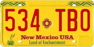 NM license plate 534TBO
