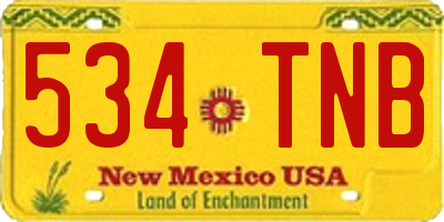 NM license plate 534TNB