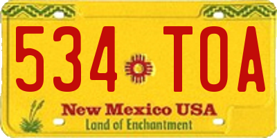 NM license plate 534TOA
