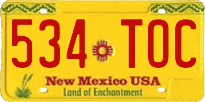 NM license plate 534TOC