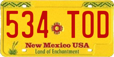 NM license plate 534TOD