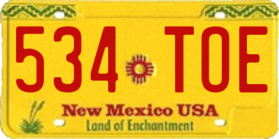 NM license plate 534TOE