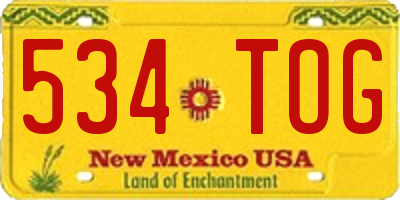NM license plate 534TOG