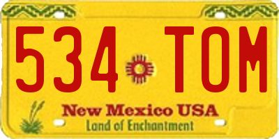 NM license plate 534TOM