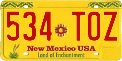 NM license plate 534TOZ