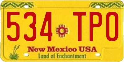 NM license plate 534TPO