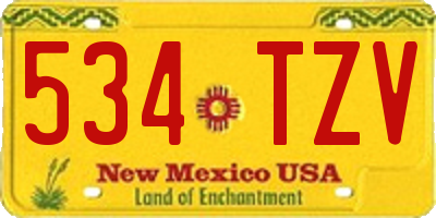 NM license plate 534TZV