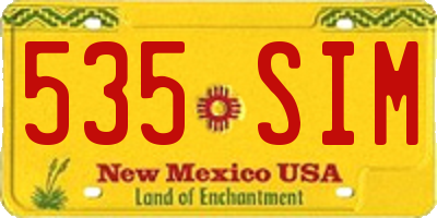 NM license plate 535SIM