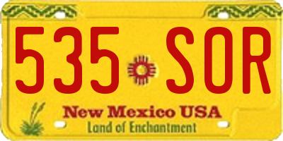 NM license plate 535SOR