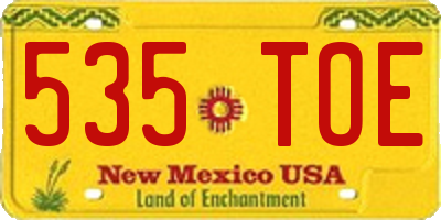 NM license plate 535TOE