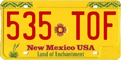 NM license plate 535TOF