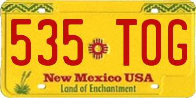 NM license plate 535TOG