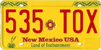 NM license plate 535TOX