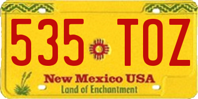 NM license plate 535TOZ