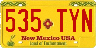 NM license plate 535TYN