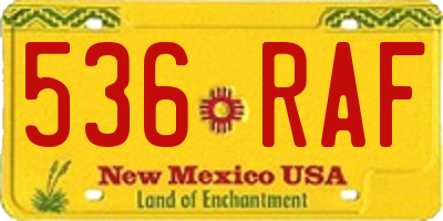 NM license plate 536RAF