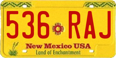 NM license plate 536RAJ